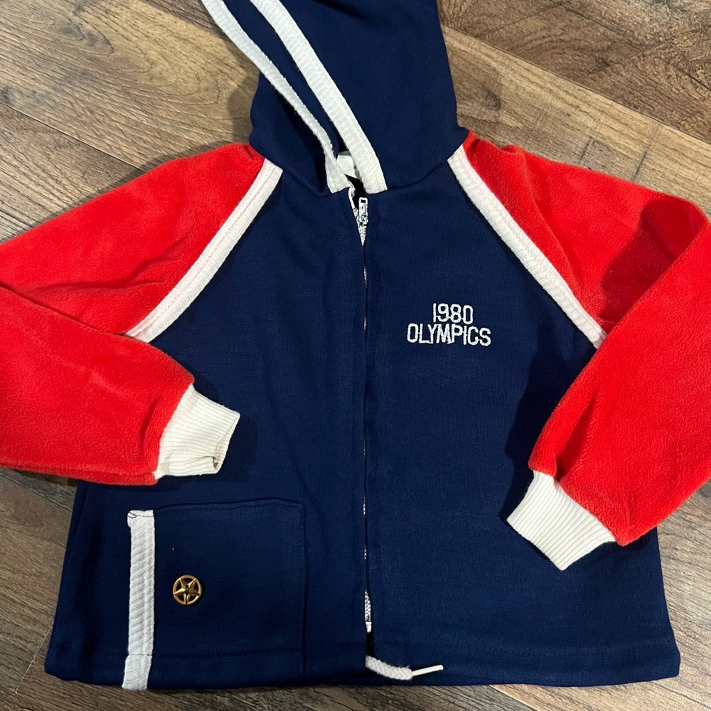 Kids 1980 Olympics Navy and Red Hoodie 3/4